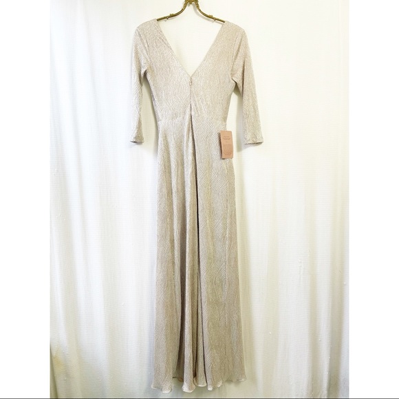 BHLDN 3/4 sleeve metallic maxi dress - Picture 3 of 7
